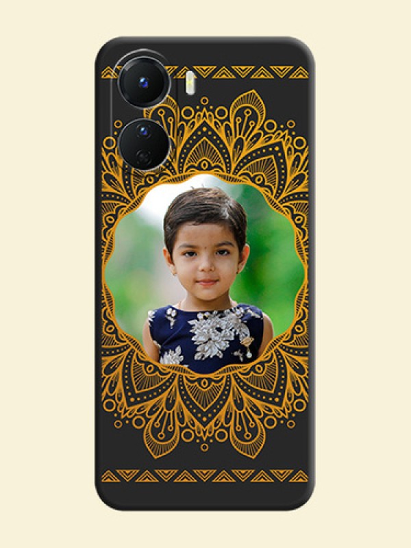 Round Image with Floral Design on Photo on Space Black Soft Matte Mobile Cover - Vivo Y16