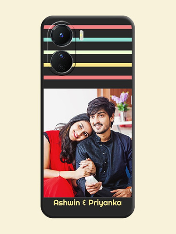 Color Stripes with Photo and Text on Photo on Space Black Soft Matte Mobile Case - Vivo Y16