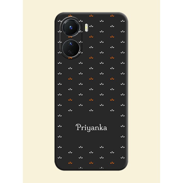 Simple Pattern With Custom Text On Space Black Personalized Soft Matte Phone Covers -Vivo Y16