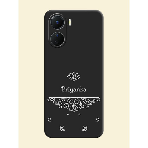 Lotus Garden Custom Text On Space Black Personalized Soft Matte Phone Covers -Vivo Y16