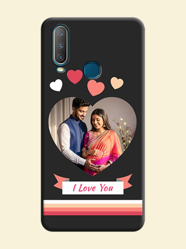 Love Shaped Photo with Colorful Stripes on Personalised Space Black Soft Matte Cases - Vivo Y17