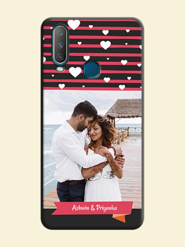 White Color Love Symbols with Pink Lines Pattern on Space Black Custom Soft Matte Phone Cases - Vivo Y17