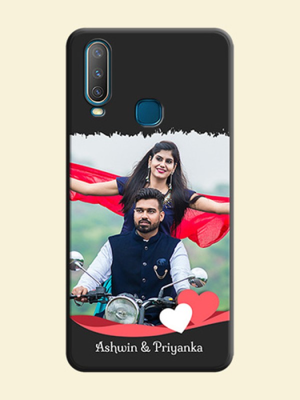 Pink Color Love Shaped Ribbon Design with Text on Space Black Custom Soft Matte Phone Back Cover - Vivo Y17