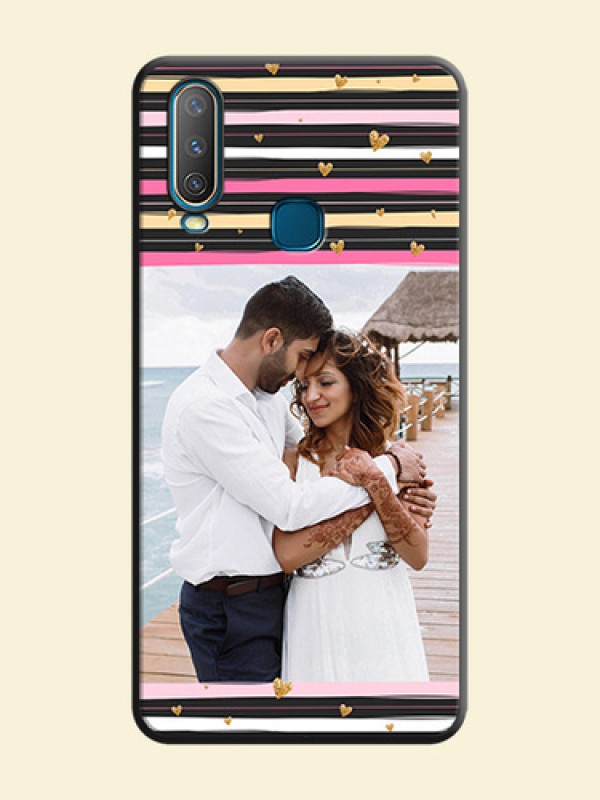 Multicolor Lines and Golden Love Symbols Design - Photo on Space Black Soft Matte Mobile Cover - Vivo Y17