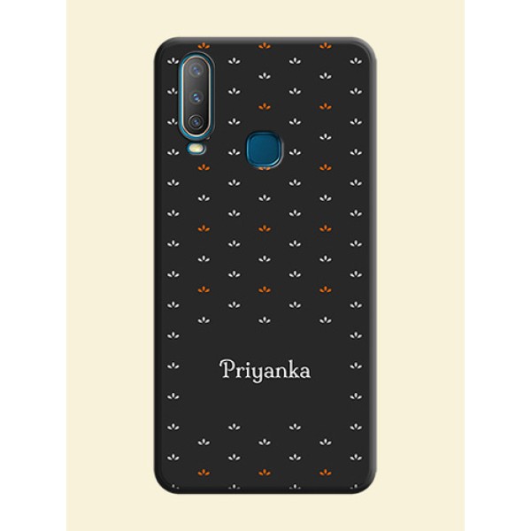 Simple Pattern With Custom Text On Space Black Personalized Soft Matte Phone Covers -Vivo Y17
