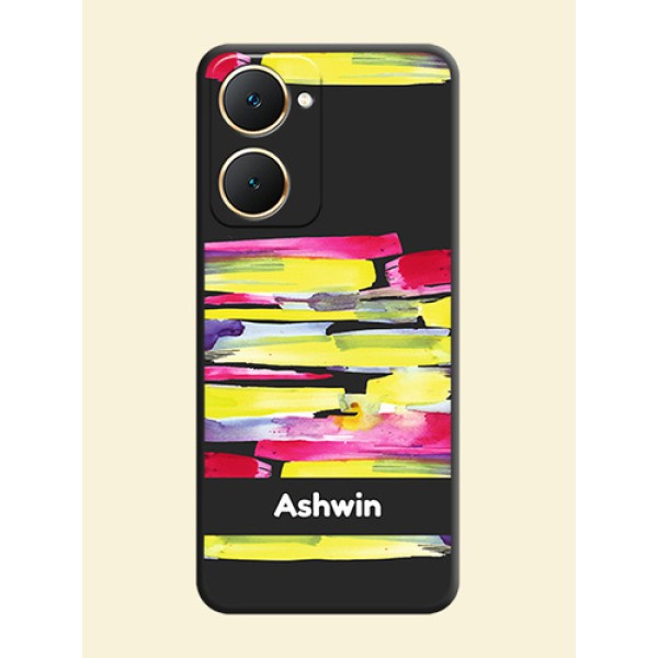 Brush Coloured On Space Black Custom Soft Matte Mobile Back Cover - Vivo Y18 Brush Coloured On Space Black Custom Soft Matte Mobile Back Cover - Vivo Y18