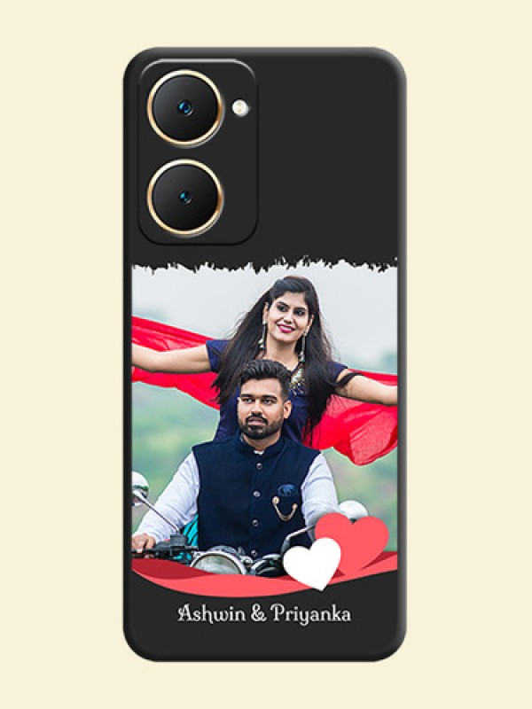 Pin Color Love Shaped Ribbon Design with Text On Space Black Custom Soft Matte Mobile Back Cover - Vivo Y18