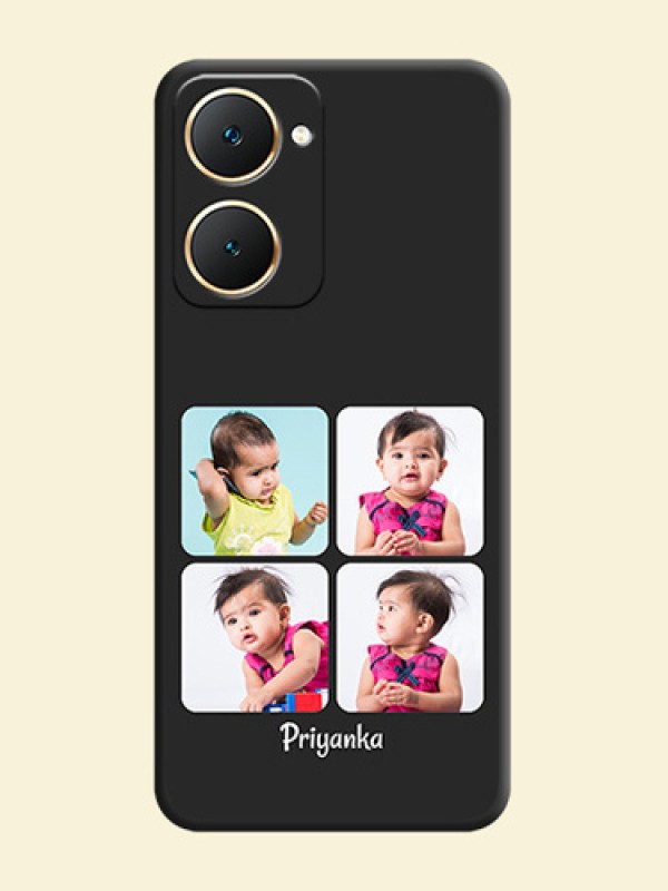 Floral Art with 6 Image Holder on Photo On Space Black Custom Soft Matte Mobile Back Cover - Vivo Y18