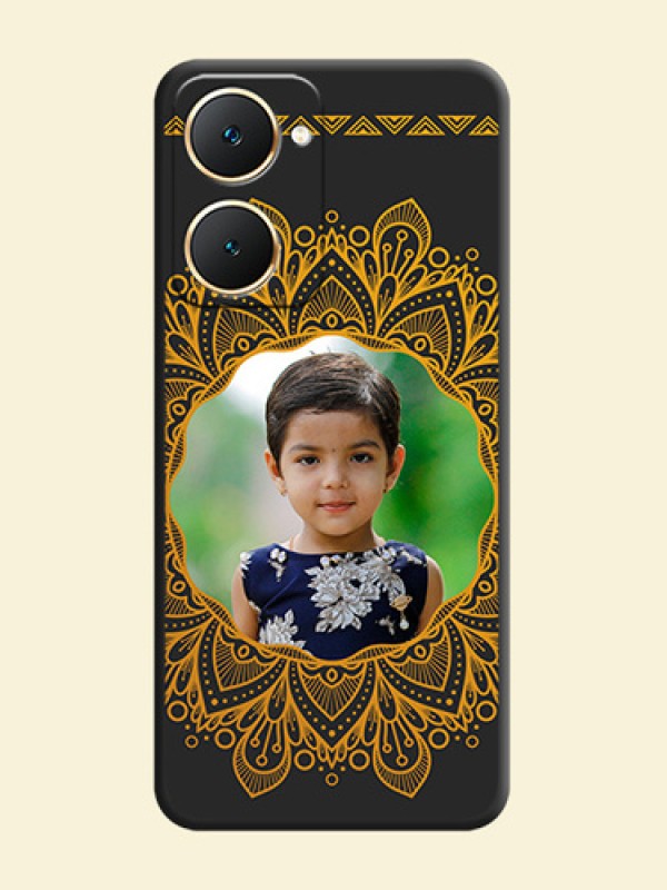 Round Image with Floral Design On Space Black Custom Soft Matte Mobile Back Cover - Vivo Y18
