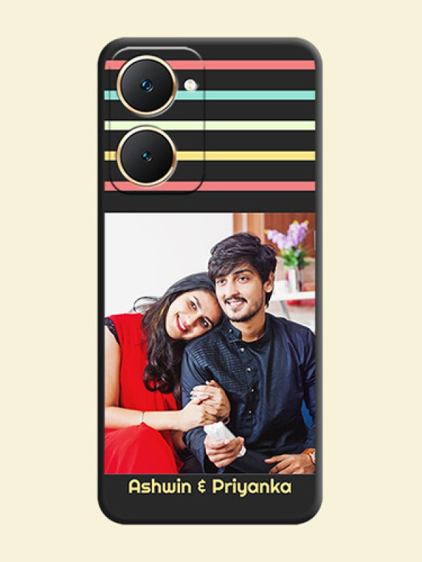 Color Stripes with Photo and Text on Photo On Space Black Custom Soft Matte Mobile Back Cover - Vivo Y18