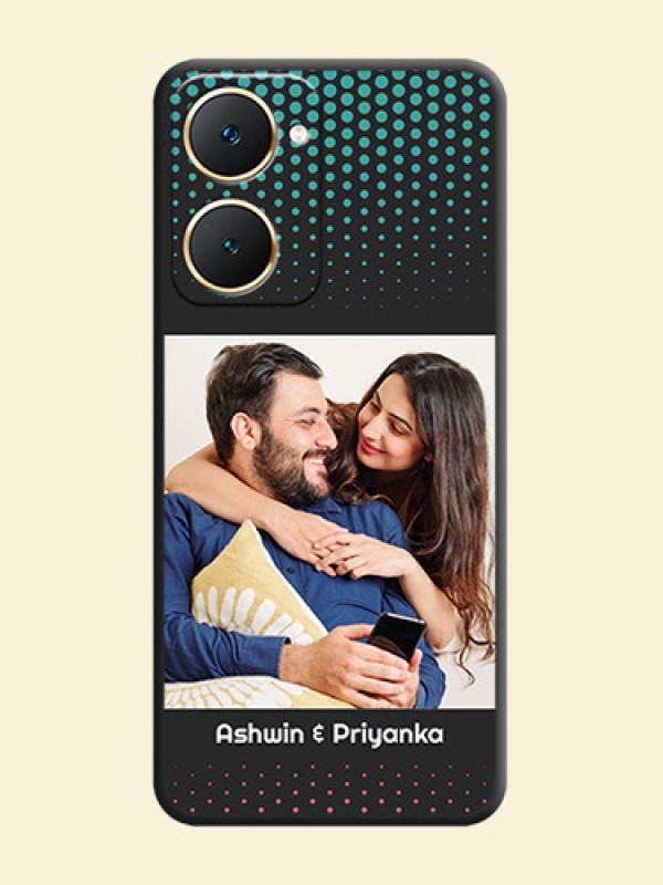 Faded Dots with Grunge Photo Frame and Text On Space Black Custom Soft Matte Mobile Back Cover - Vivo Y18
