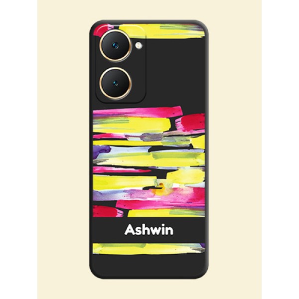 Brush Coloured On Space Black Custom Soft Matte Mobile Back Cover - Vivo Y18e Brush Coloured On Space Black Custom Soft Matte Mobile Back Cover - Vivo Y18e