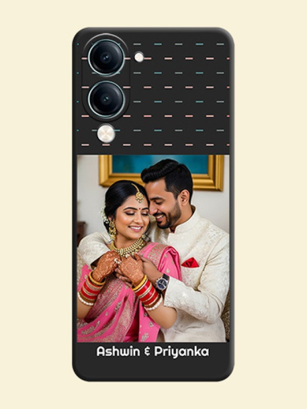 Line Pattern Design with Text On Space Black Custom Soft Matte Mobile Back Cover - Vivo Y19 5G