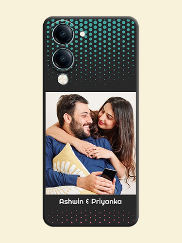 Faded Dots with Grunge Photo Frame and Text On Space Black Custom Soft Matte Mobile Back Cover - Vivo Y19 5G