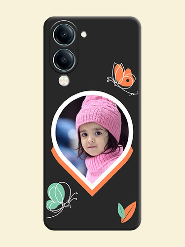 Upload Pic With Simple Butterly Design On Space Black Custom Soft Matte Mobile Back Cover - Vivo Y19 5G