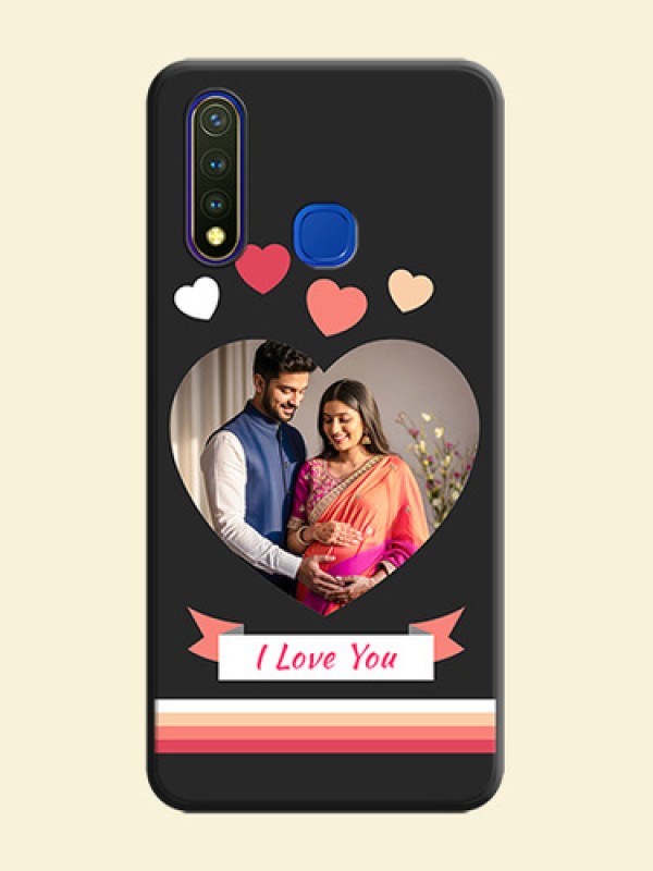 Love Shaped Photo with Colorful Stripes on Personalised Space Black Soft Matte Cases - Vivo Y19