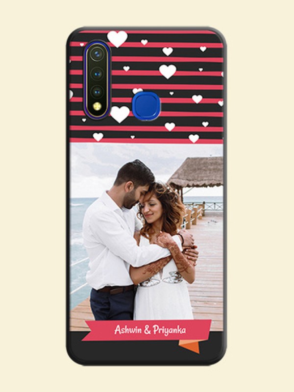 White Color Love Symbols with Pink Lines Pattern on Space Black Custom Soft Matte Phone Cases - Vivo Y19