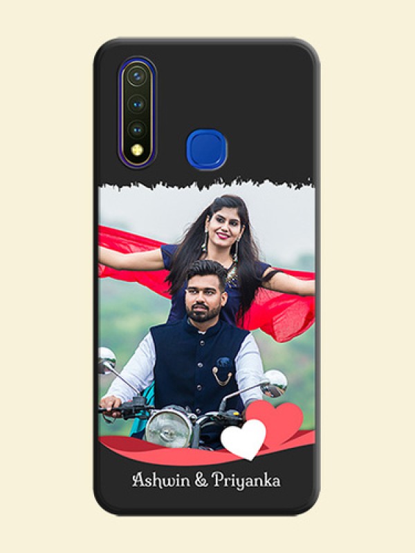Pink Color Love Shaped Ribbon Design with Text on Space Black Custom Soft Matte Phone Back Cover - Vivo Y19
