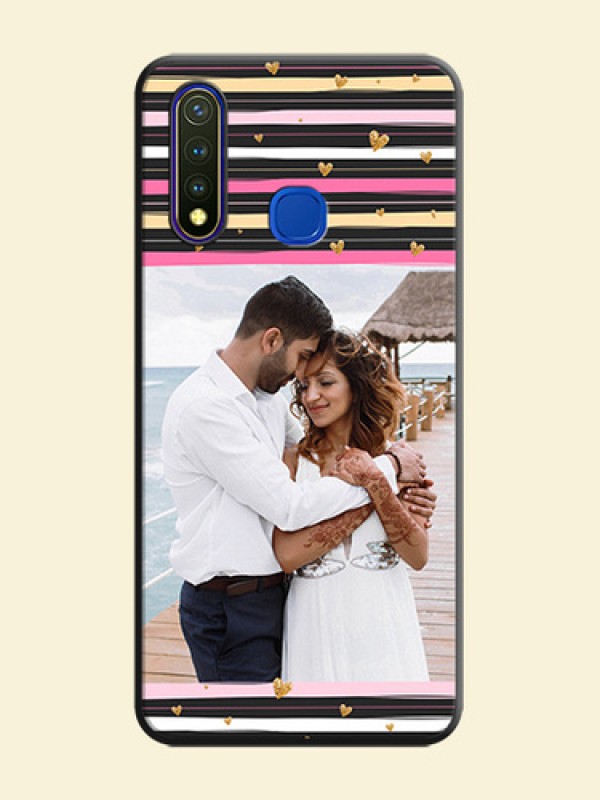 Multicolor Lines and Golden Love Symbols Design - Photo on Space Black Soft Matte Mobile Cover - Vivo Y19