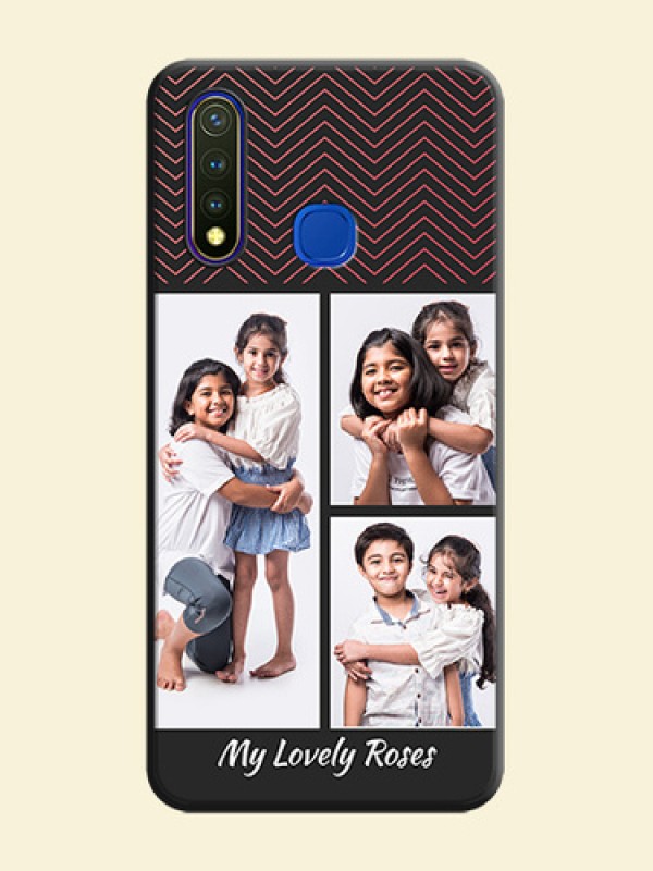 Wave Pattern with 3 Image Holder on Space Black Custom Soft Matte Back Cover - Vivo Y19