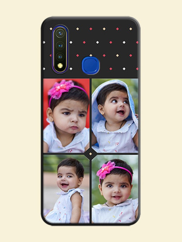 Multicolor Dotted Pattern with 4 Image Holder on Space Black Custom Soft Matte Phone Cases - Vivo Y19