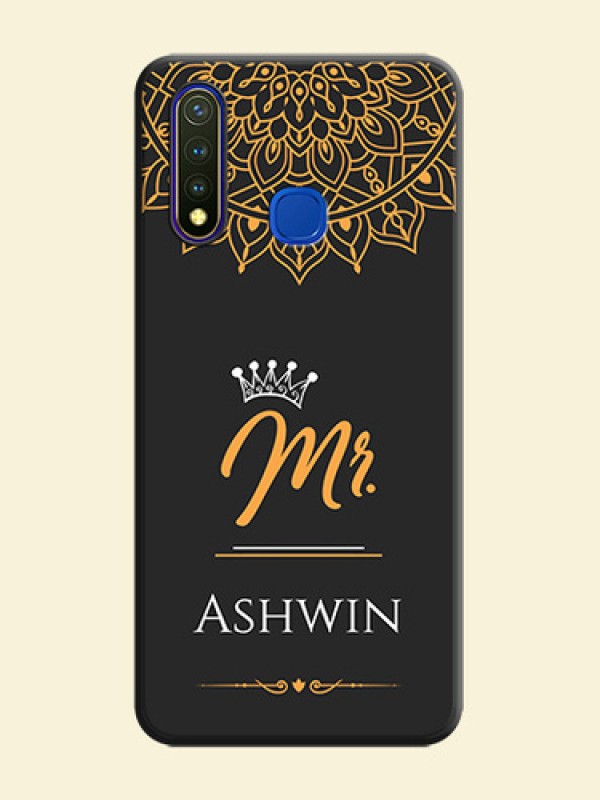 Mr Name with Floral Design  on Personalised Space Black Soft Matte Cases - Vivo Y19
