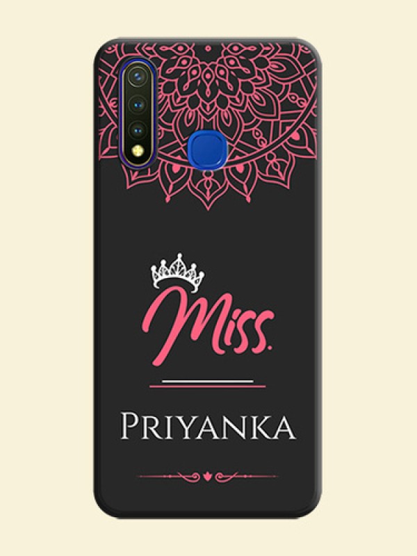 Mrs Name with Floral Design on Space Black Personalized Soft Matte Phone Covers - Vivo Y19