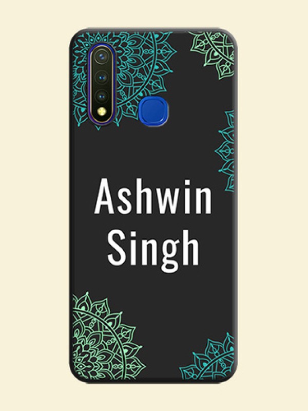 Your Name with Floral Design on Space Black Custom Soft Matte Back Cover - Vivo Y19