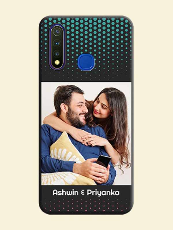 Faded Dots with Grunge Photo Frame and Text on Space Black Custom Soft Matte Phone Cases - Vivo Y19