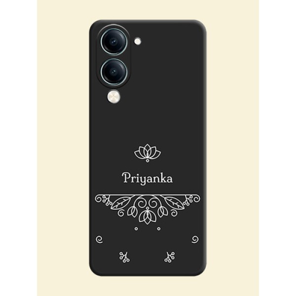 Lotus Garden Custom Text On Space Black Custom Soft Matte Mobile Back Cover - Vivo Y19e Lotus Garden Custom Text On Space Black Custom Soft Matte Mobile Back Cover - Vivo Y19e