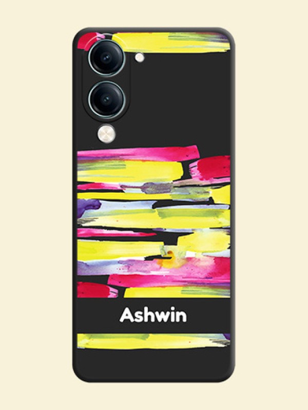 Brush Coloured On Space Black Custom Soft Matte Mobile Back Cover - Vivo Y19s