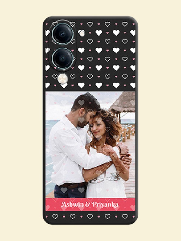 White Color Love Symbols with Text Design on Photo On Space Black Custom Soft Matte Mobile Back Cover - Vivo Y19s