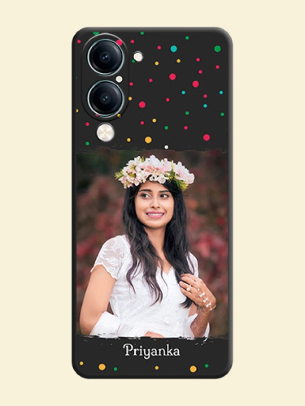Multicolor Dotted Pattern with Text On Space Black Custom Soft Matte Mobile Back Cover - Vivo Y19s