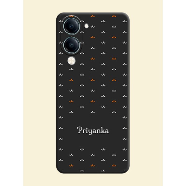 Simple Pattern With Custom Text On Space Black Custom Soft Matte Mobile Back Cover - Vivo Y19s