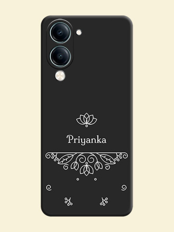 Lotus Garden Custom Text On Space Black Custom Soft Matte Mobile Back Cover - Vivo Y19s