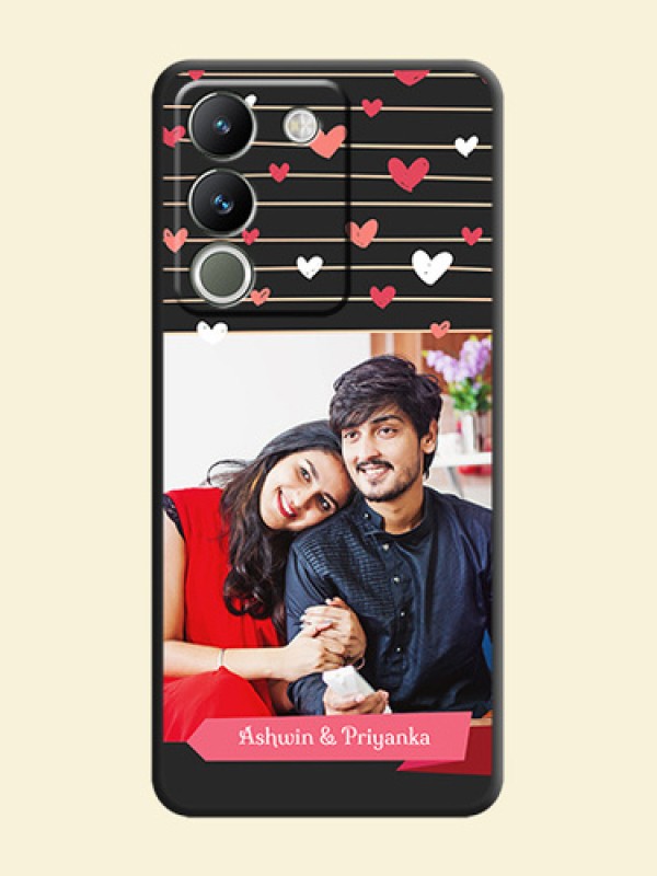 Love Pattern with Name on Pink Ribbon  on Photo On Space Black Custom Soft Matte Mobile Back Cover - Vivo Y200 5G