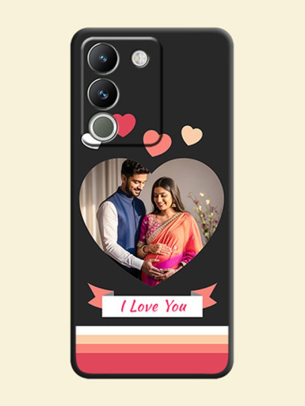 Love Shaped Photo with Colorful Stripes On Space Black Custom Soft Matte Mobile Back Cover - Vivo Y200 5G