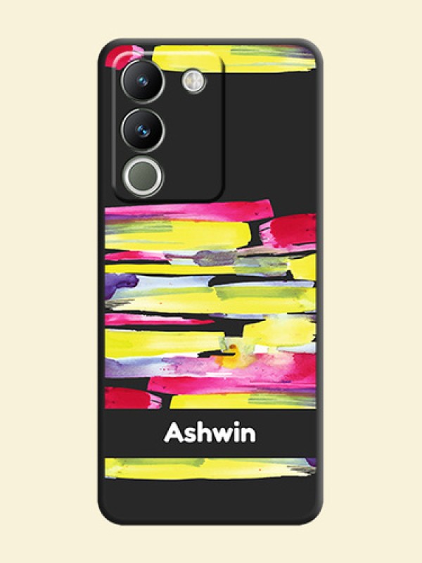 Brush Coloured On Space Black Custom Soft Matte Mobile Back Cover - Vivo Y200 5G