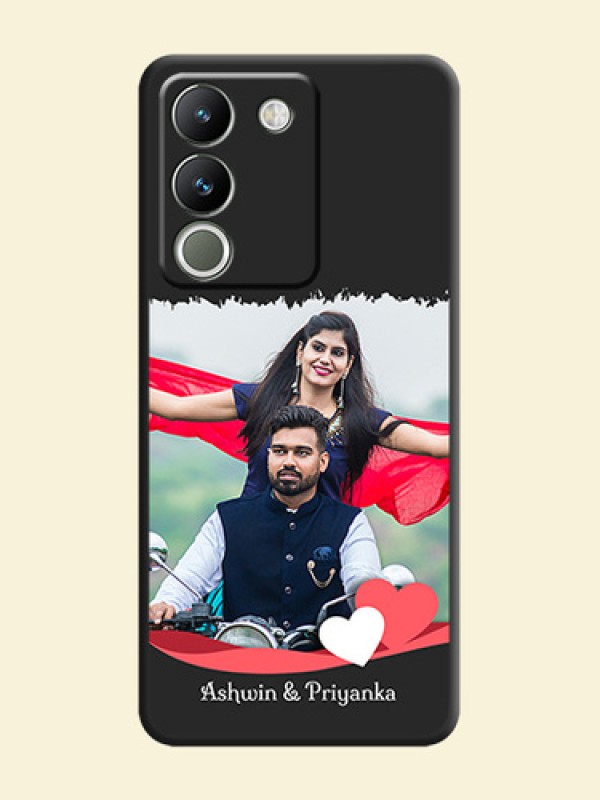Pin Color Love Shaped Ribbon Design with Text On Space Black Custom Soft Matte Mobile Back Cover - Vivo Y200 5G