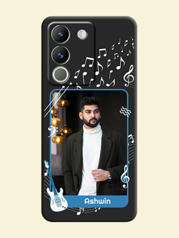 Musical Theme Design with Text on Photo On Space Black Custom Soft Matte Mobile Back Cover - Vivo Y200 5G