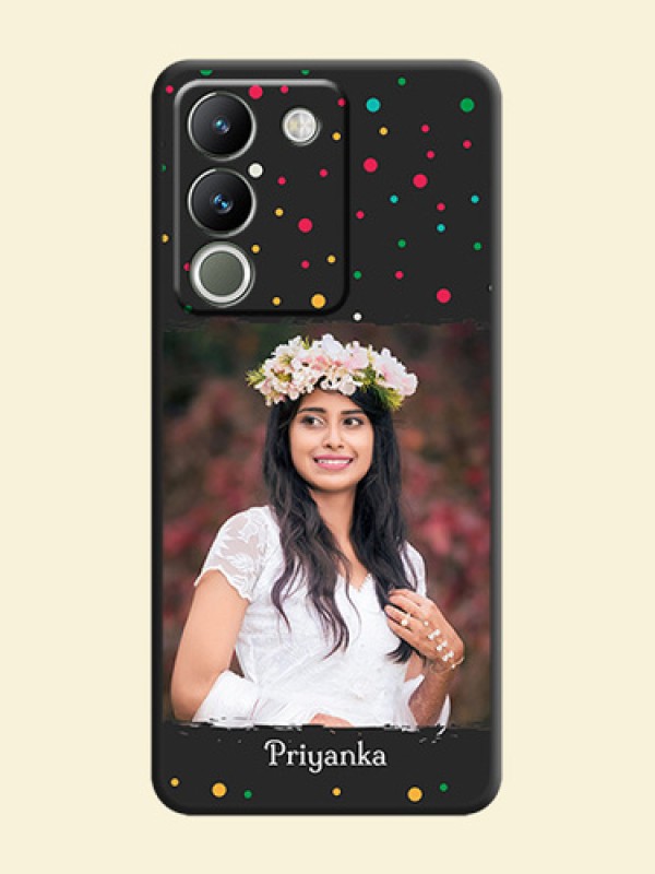 Multicolor Dotted Pattern with Text  On Space Black Custom Soft Matte Mobile Back Cover - Vivo Y200 5G