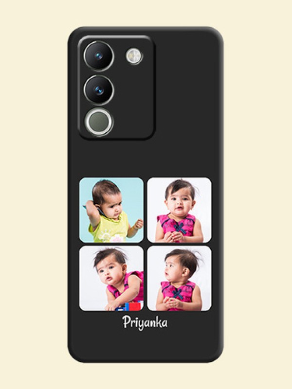 Floral Art with 6 Image Holder on Photo On Space Black Custom Soft Matte Mobile Back Cover - Vivo Y200 5G