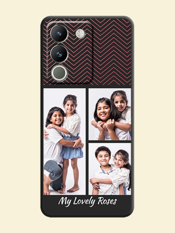 Wave Pattern with 3 Image Holder On Space Black Custom Soft Matte Mobile Back Cover - Vivo Y200 5G