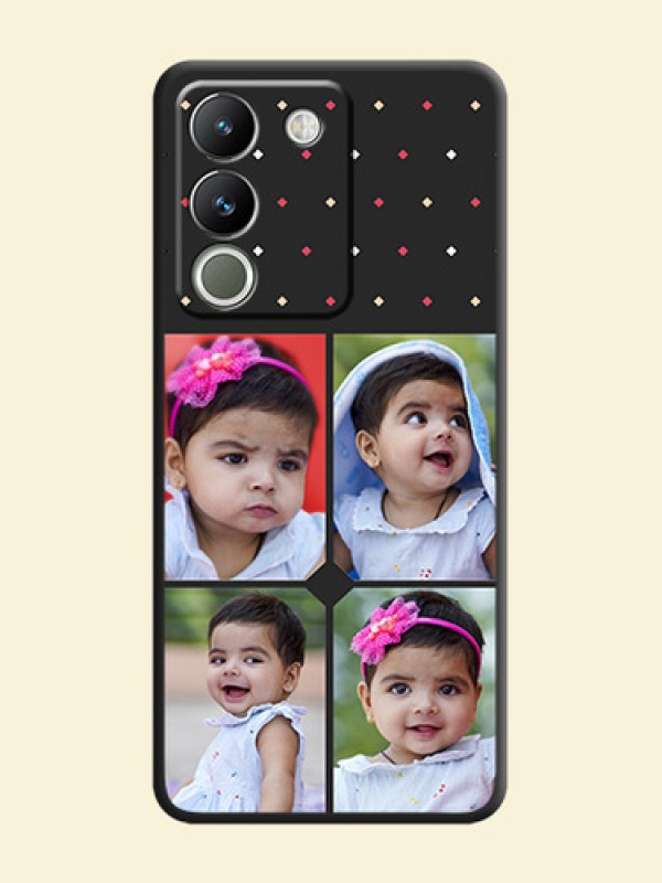 Multicolor Dotted Pattern with 4 Image Holder On Space Black Custom Soft Matte Mobile Back Cover - Vivo Y200 5G