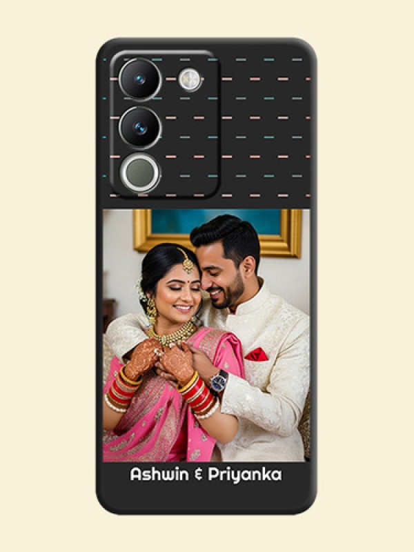 Line Pattern Design with Text On Space Black Custom Soft Matte Mobile Back Cover - Vivo Y200 5G