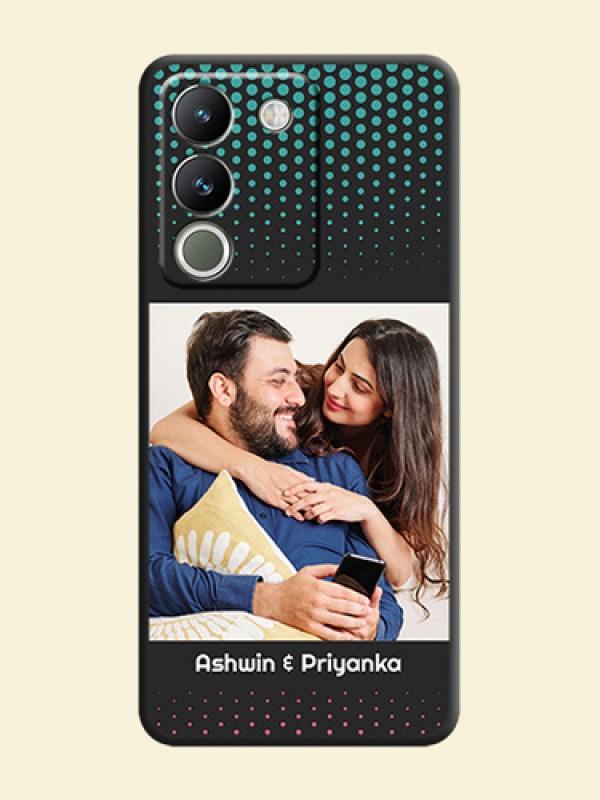 Faded Dots with Grunge Photo Frame and Text On Space Black Custom Soft Matte Mobile Back Cover - Vivo Y200 5G