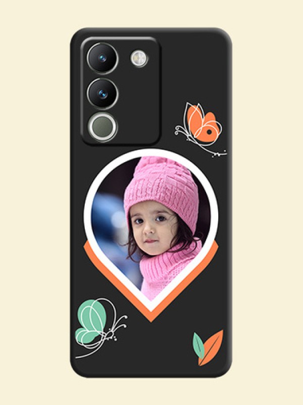 Upload Pic With Simple Butterly Design On Space Black Custom Soft Matte Mobile Back Cover - Vivo Y200 5G