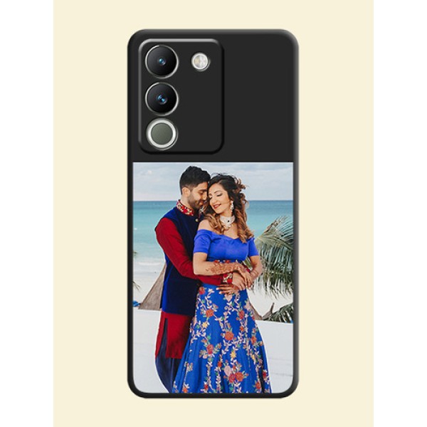 Image Upload With Space Black Color On Custom Soft Matte Mobile Back Cover - Vivo Y200 5G