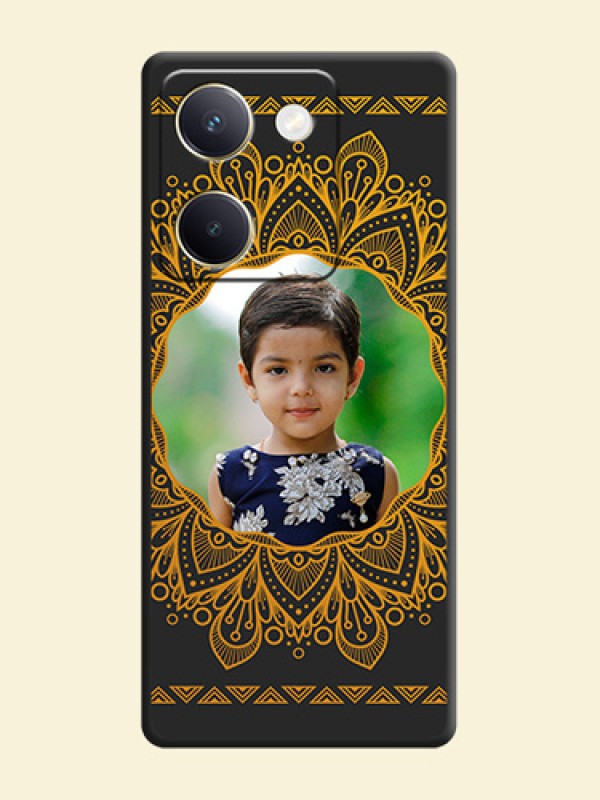 Round Image with Floral Design On Space Black Custom Soft Matte Mobile Back Cover - Vivo Y200 Pro 5G