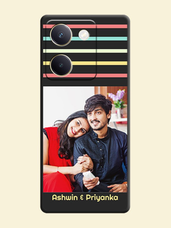 Color Stripes with Photo and Text on Photo  On Space Black Custom Soft Matte Mobile Back Cover - Vivo Y200 Pro 5G